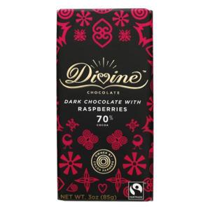 Divine Chocolate Dark Chocolate, with Raspberries