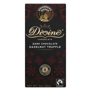 Divine Chocolate Dark Chocolate, Hazelnut Truffle