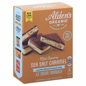 ALDEN'S ORGANIC Ice Cream Sandwich, Sea Salt Caramel, Organic, Mini Squares