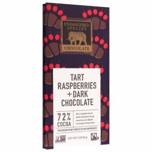 Endangered Species Chocolate, Tart Raspberries + Dark Chocolate, 72% Cocoa