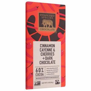 Endangered Species Chocolate, Cinnamon Cayenne & Cherries + Dark Chocolate, 60% Cocoa