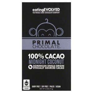 EatingEVOLVED Chocolate, Primal, Midnight Coconut, 100% Cacao