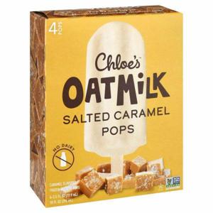 Chloe's Frozen Dessert Pops, Salted Caramel, Oatmilk, 4 Pack