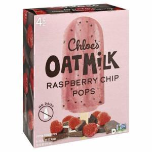 Chloe's Frozen Dessert Pops, Raspberry Chip, Oatmilk, 4 Pack