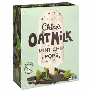 Chloe's Frozen Dessert Pops, Mint Chip, Oatmilk, 4 Pack