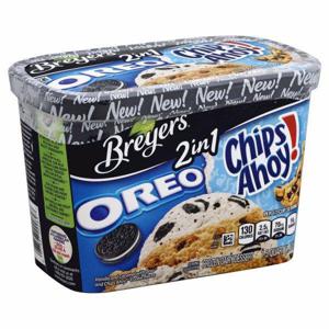 Breyers Frozen Dairy Dessert, 2 in 1, Oreo/Chips Ahoy!