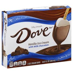 Dove Ice Cream Bars, with Milk Chocolate, Vanilla