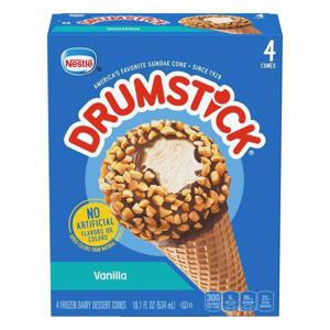 Drumstick Frozen Dairy Dessert Cones, Vanilla, 4 Pack