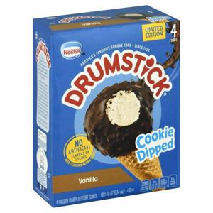 Drumstick Dairy Dessert Cones, Vanilla, Cookie Dipped, Frozen