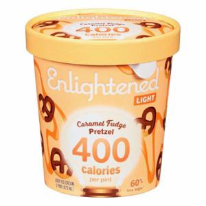 Enlightened Light Ice Cream, Caramel Fudge Pretzel