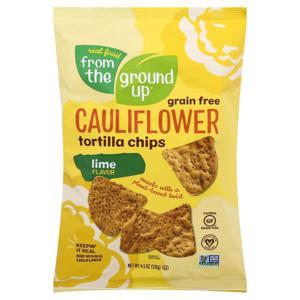 From The Ground Up Tortilla Chips, Cauliflower, Grain Free, Lime Flavor