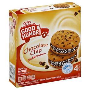 Good Humor Cookie Sandwich, Chocolate Chip, 4 Pack