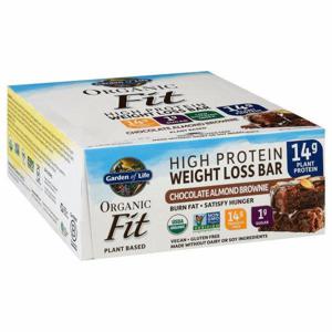 Garden of Life Organic Fit Weight Loss Bar, High Protein, Chocolate Almond Brownie, 12 Pack