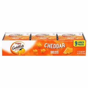 Goldfish Snack Crackers, Cheddar, Baked, 9 Lunch Packs