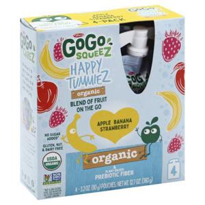 GoGo Squeez Happy Tummiez Apple Banana Strawberry, Organic