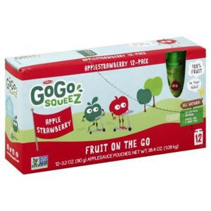 GoGo Squeez Applesauce, Fruit On the Go, Apple Strawberry, 12 Pack