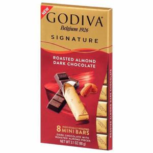 Godiva Signature Dark Chocolate Bars, Roasted Almond, Mini