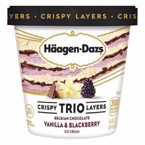 Haagen-Dazs Ice Cream, Belgian Chocolate Vanilla & Blackberry, Crispy Trio Layers