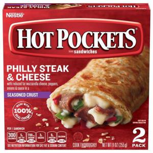 Hot Pockets Sandwiches, Philly Steak & Cheese, Seasoned Crust, 2 Pack