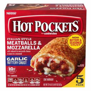 Hot Pockets Sandwiches, Italian Style Meatballs & Mozzarella, Garlic Buttery Crust, 5 Pack