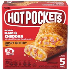 Hot Pockets Sandwiches, Hickory Ham & Cheddar, Crispy Butter Crust, 5 Pack