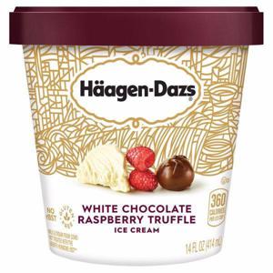 Haagen-Dazs Ice Cream, White Chocolate, Raspberry Truffle