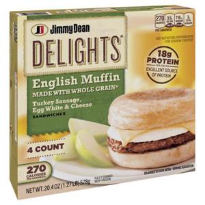 Jimmy Dean Delights English Muffin Sandwiches, Turkey Sausage, Egg White & Cheese