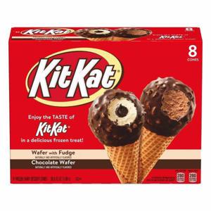 Kit Kat Frozen Dairy Dessert Cones, Wafer with Fudge/Chocolate Wafer, 8 Pack