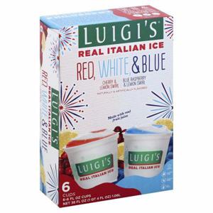 LUIGI'S Italian Ice, Cherry & Lemon Swirl, Blue Raspberry & Lemon Swirl, 6 Pack