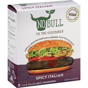 NO BULL Veggieburgers, Spicy Italian, 1/4 Pound