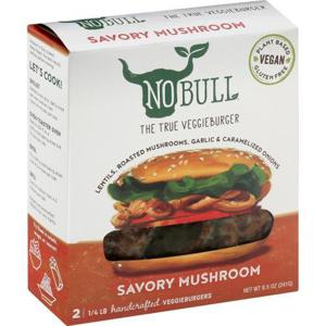 NO BULL Veggieburgers, Savory Mushroom, 1/4 Pound