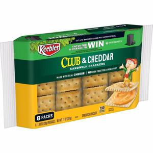 Keebler Crackers Keebler Sandwich Crackers, Club and Cheddar, Just Grab N' Go Single Serve, 8ct 11oz