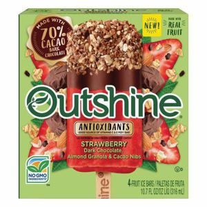 Outshine Fruit Ice Bars, Strawberry, Dark Chocolate, Almond Granola & Cacao Nibs, 4 Pack