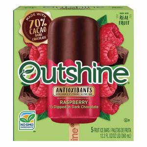 Outshine Fruit Ice Bars, Raspberry, Half Dipped in Dark Chocolate, 5 Pack