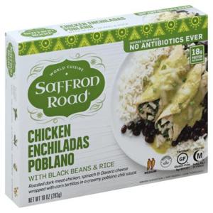 Saffron Road Chicken Enchiladas Poblano with Black Beans & Rice, Medium