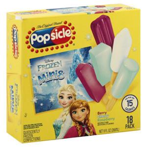 Popsicle Ice Pops, Berry, Cherry, Raspberry, Disney Frozen, Minis, 18 Pack