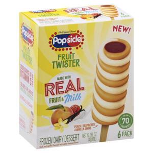 Popsicle Fruit Twister, Peach, Raspberry & Vanilla Swirl, 6 Pack