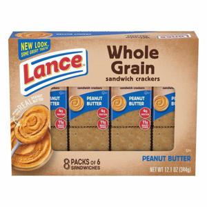 Lance Sandwich Crackers, Whole Grain, Peanut Butter, 8 Pack