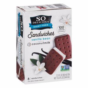 SO DELICIOUS DAIRY FREE Frozen Dessert, Non-Dairy, Coconutmilk, Vanilla Bean, Sandwiches