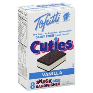 Tofutti Cuties Frozen Dessert, Dairy Free, Cuties, Snack Size Sandwiches, Vanilla