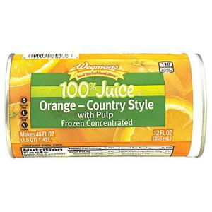 Wegmans 100% Juice, Organge - Country Style with Pulp, Frozen Concentrated