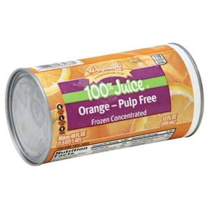 Wegmans 100% Juice, Orange, Pulp Free, Frozen Concentrated