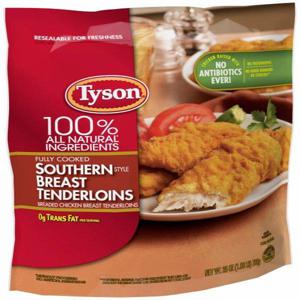 Tyson Fully Cooked Southern Style Chicken Breast Tenderloins, 25 oz (Frozen)