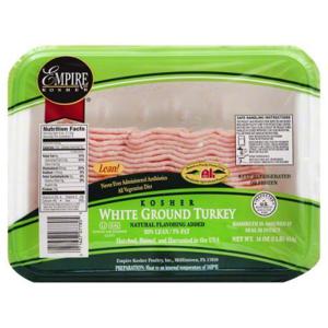 Empire Kosher Turkey, Natural, Ground, White