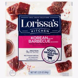 Lorissa's Kitchen Streak Strips, Tender Beef, Barbecue Seasoned, Korean Recipe