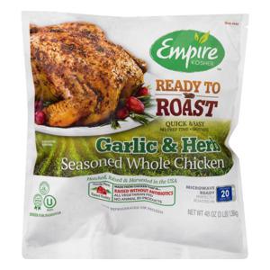 Empire Kosher Ready To Roast Whole Chicken, Garlic & Herb, Seasoned