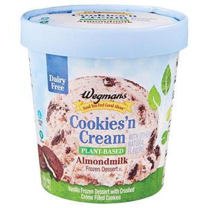 Wegmans Ice Cream, Plant-Based, Almondmillk, Cookies & Cream