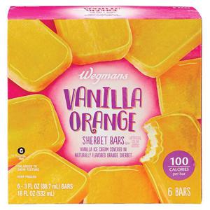 Wegmans Vanilla Orange Sherbet Bars, 6 Bars