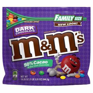 M&M's Chocolate Candies, Dark Chocolate, 50% Cacao, Family Size