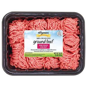 Wegmans 100% Grass Fed Ground Beef, 85/15